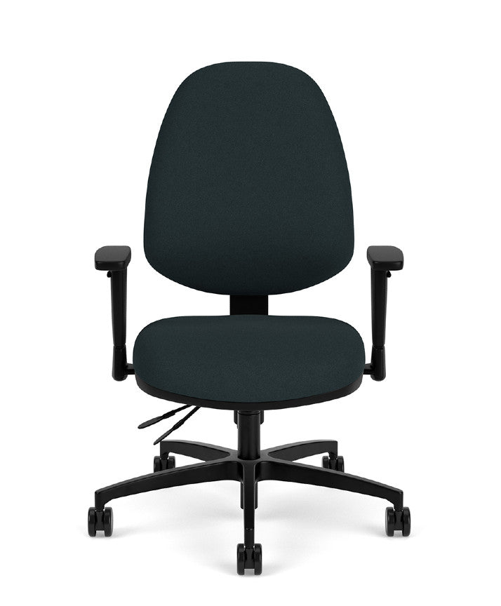 Mid Back Office Chair with Lumbar Support :  125-5C-51A20R-19AB-18BB-16HP-12LUM-9FA-GR A - Terra by Via Seating