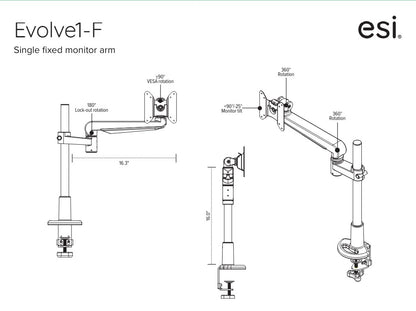 Evolve Pole-Mounted Fixed Monitor Arm