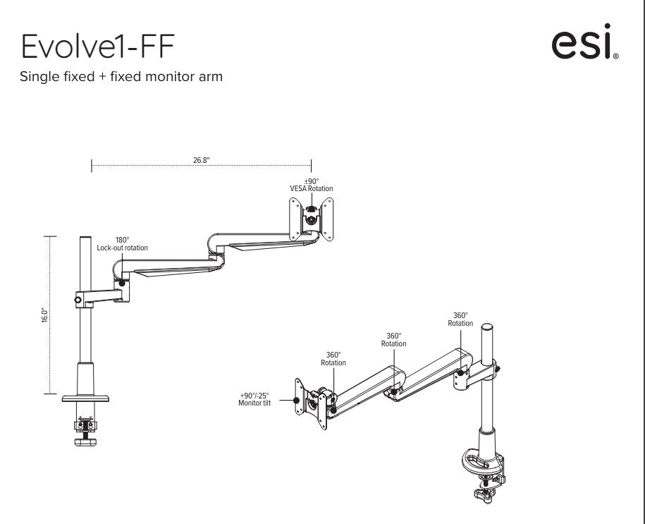 Evolve Pole-Mounted Fixed Monitor Arm