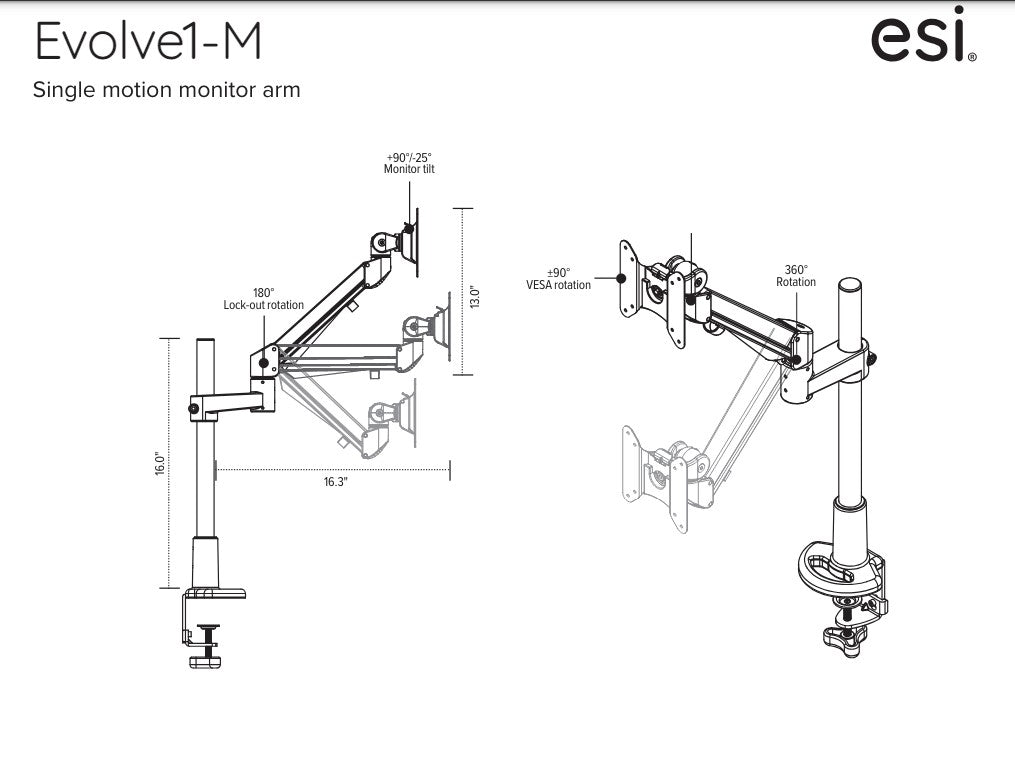 Esi ergonomics evolv2 dual newest monitor mount