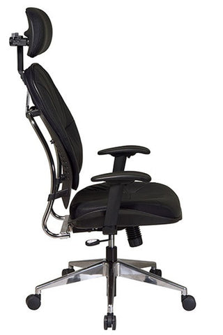 Leather office best sale chair with headrest