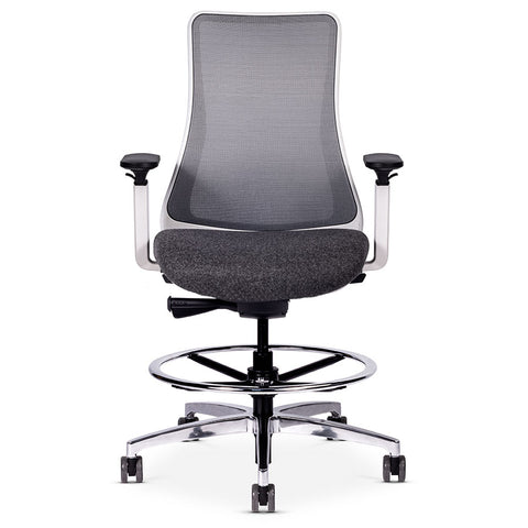 Gray Mesh Back Office Chair with Lumbar Support :  981-DG-65C-53A20R-19AB-18PB-16HP-LR2G-2R-9FA-GR 6 - Run II by Via Seating